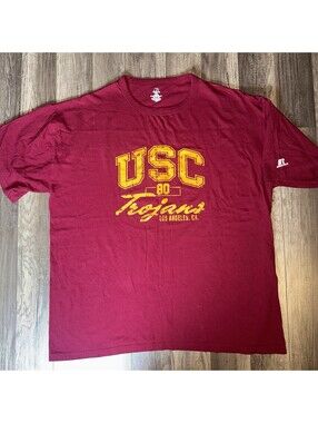 USC Trojans T Shirt Men XL Russell Athletic Cardinal Red NCAA Los Angeles CA